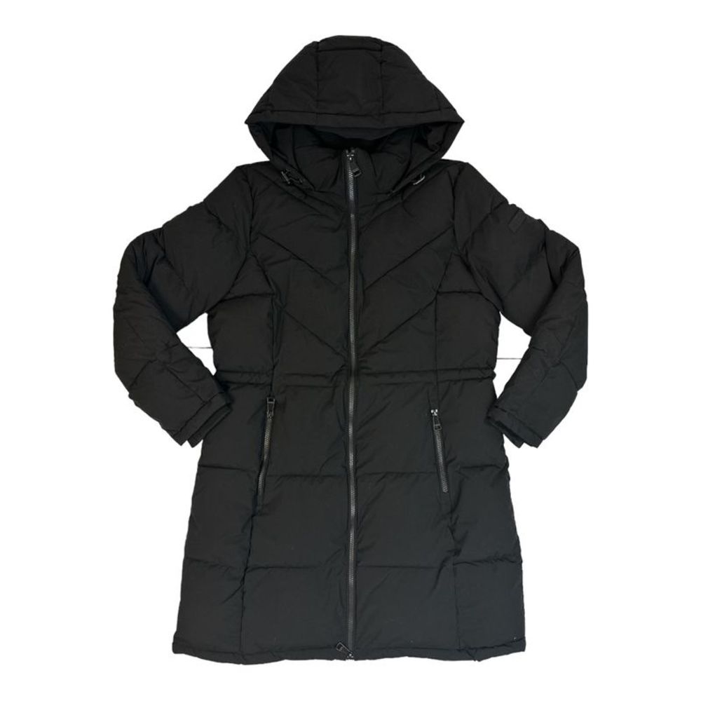 Calvin Klein Women's Long Water Resistant Removable Hooded Puffer Jacket - Black
